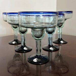 SOUFFLÉ a la BOUCHE Mouth Blown 5 Piece Margarita Glasses with Stickers